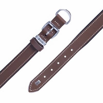 Doggie Comfort Leather Dog Collar Brown Durable Design 37-45cm