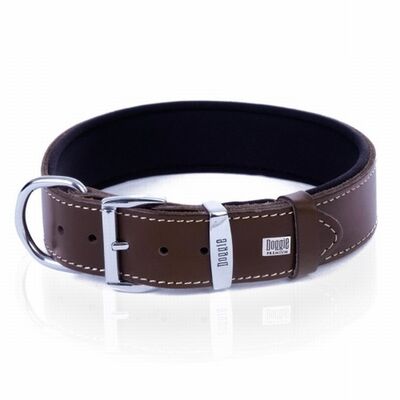 Doggie Comfort Leather Dog Collar Brown 3.5x60 cm