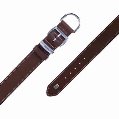 Doggie Comfort Leather Dog Collar Brown 3.5x60 cm