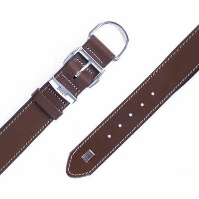 Doggie Comfort Leather Dog Collar Brown Adjustable 4x55cm