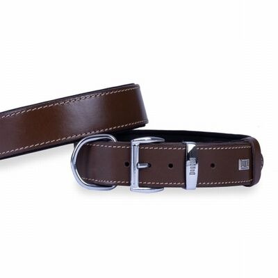 Doggie Comfort Leather Dog Collar Brown Durable Design 60cm