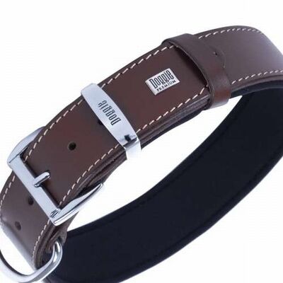 Doggie Comfort Leather Dog Collar Brown Durable Design 60cm