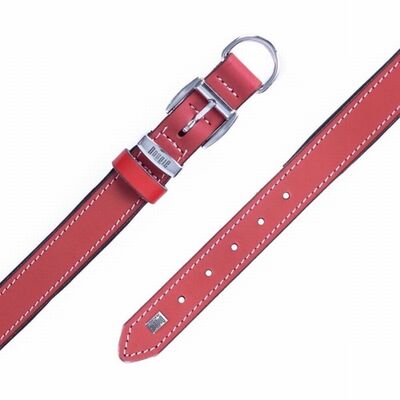 Doggie Comfort Leather Dog Collar Red Adjustable 2.5x45 cm