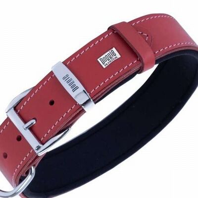 Doggie Comfort Red Leather Dog Collar for Large Breeds 60cm