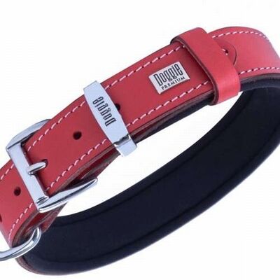 Doggie Comfort Red Leather Dog Collar for Medium Breeds 50cm