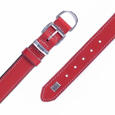 Doggie Comfort Red Leather Dog Collar for Medium Breeds 50cm