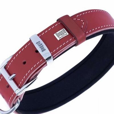 Doggie Comfort Leather Dog Collar Red Large Breed 65cm