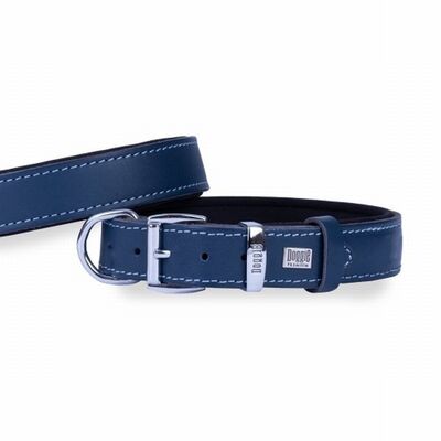 Doggie Comfort Leather Dog Collar Royal Blue 2.5x45 cm
