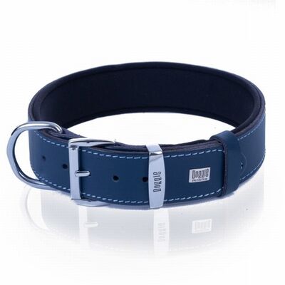 Doggie Comfort Leather Dog Collar Royal Blue 3.5x55 cm