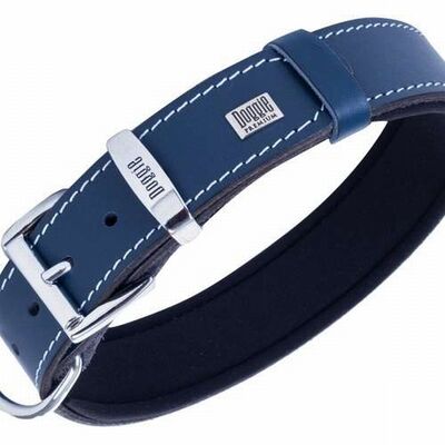 Doggie Comfort Leather Dog Collar Royal Blue 60cm
