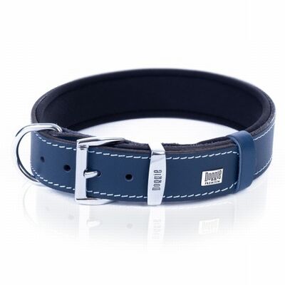 Doggie Comfort Leather Dog Collar Royal Blue 4x65 cm
