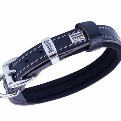 Doggie Comfort Leather Dog Collar Black 1.5x30 cm