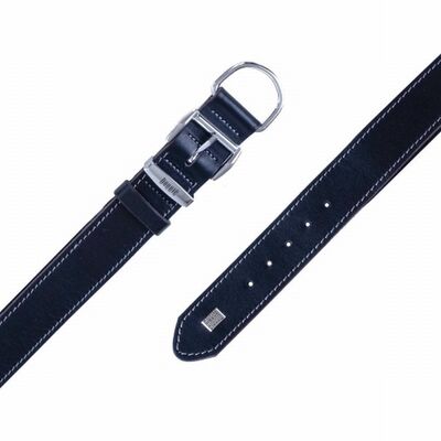 Doggie Comfort Leather Dog Collar Black Large Breed 3.5x55cm