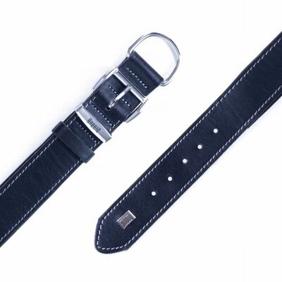 Doggie Comfort Leather Dog Collar Adjustable Black 47-55cm