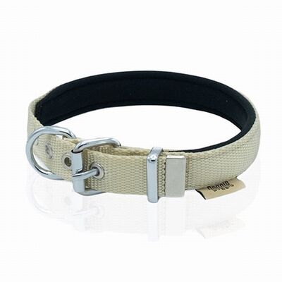 Doggie Khaki Comfort Woven Dog Collar for Medium Breeds 37-45cm
