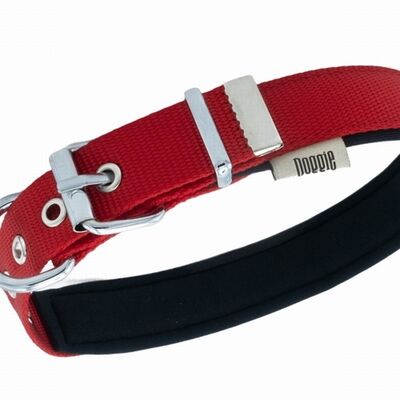 Doggie Comfort Woven Dog Collar Red Padded Adjustable 50cm