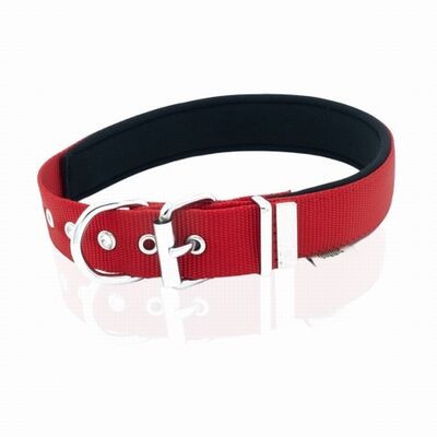 Doggie Comfort Woven Dog Collar Red Large Breed 3x42-50 cm