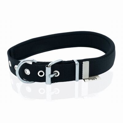 Doggie Comfort Woven Dog Collar Black Durable Nylon 45cm