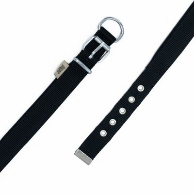 Doggie Comfort Woven Dog Collar Black Durable Nylon 45cm