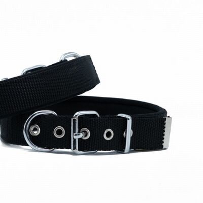 Doggie Comfort Nylon Dog Collar Black Large Breed 42-50cm