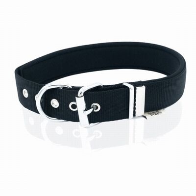 Doggie Comfort Woven Black Dog Collar for Large Breeds 60-70cm