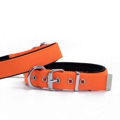 Doggie Comfort Woven Dog Collar Orange Adjustable 47-55cm