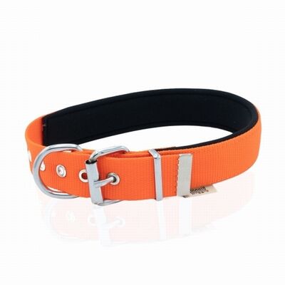 Doggie Comfort Woven Dog Collar Orange Adjustable 47-55cm