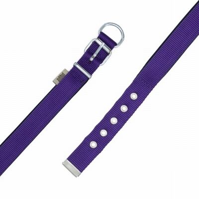 Doggie Comfort Purple Woven Dog Collar Adjustable 37-45cm