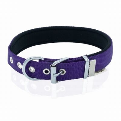 Doggie Comfort Woven Purple Dog Collar for Medium & Large Breeds