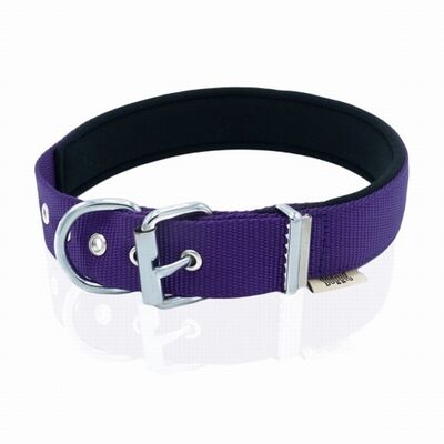 Doggie Comfort Woven Purple Dog Collar for Large Breeds 42-50cm