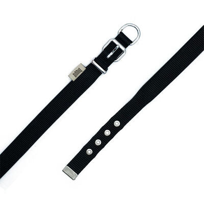 Doggie Comfort Woven Black Dog Collar Small 2 x 30-35 cm