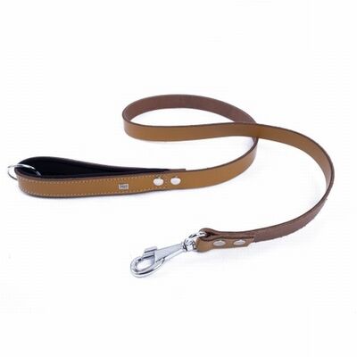 Doggie Comfort Classic Leather Dog Leash Camel 2.5x120 cm