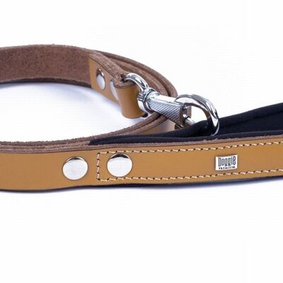 Doggie Classic Leather Comfort Dog Leash Camel 2x140 cm