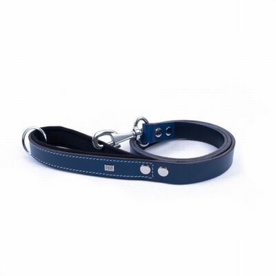 Doggie Comfort Classic Leather Dog Leash Royal Blue 2.5x120cm