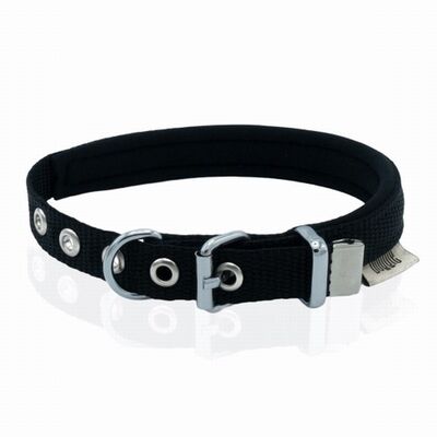 Doggie Comfort Woven Black Dog Collar Adjustable 20-25cm