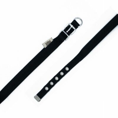 Doggie Comfort Woven Black Dog Collar Adjustable 20-25cm