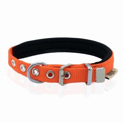 Doggie Comfort Woven Dog Collar Orange Adjustable 20-25cm