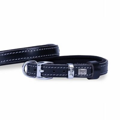 Doggie Comfort Leather Dog Collar Black 1.5x20-25 cm