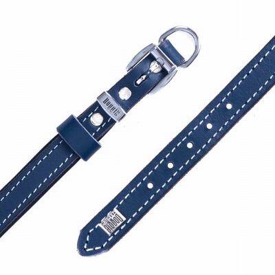 Doggie Comfort Leather Dog Collar Royal Blue Small 20-25cm