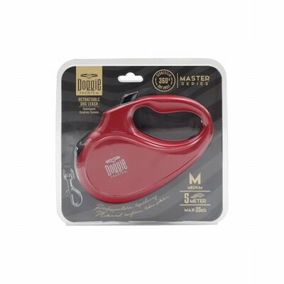 Doggie Master Series Retractable Dog Leash Medium Red