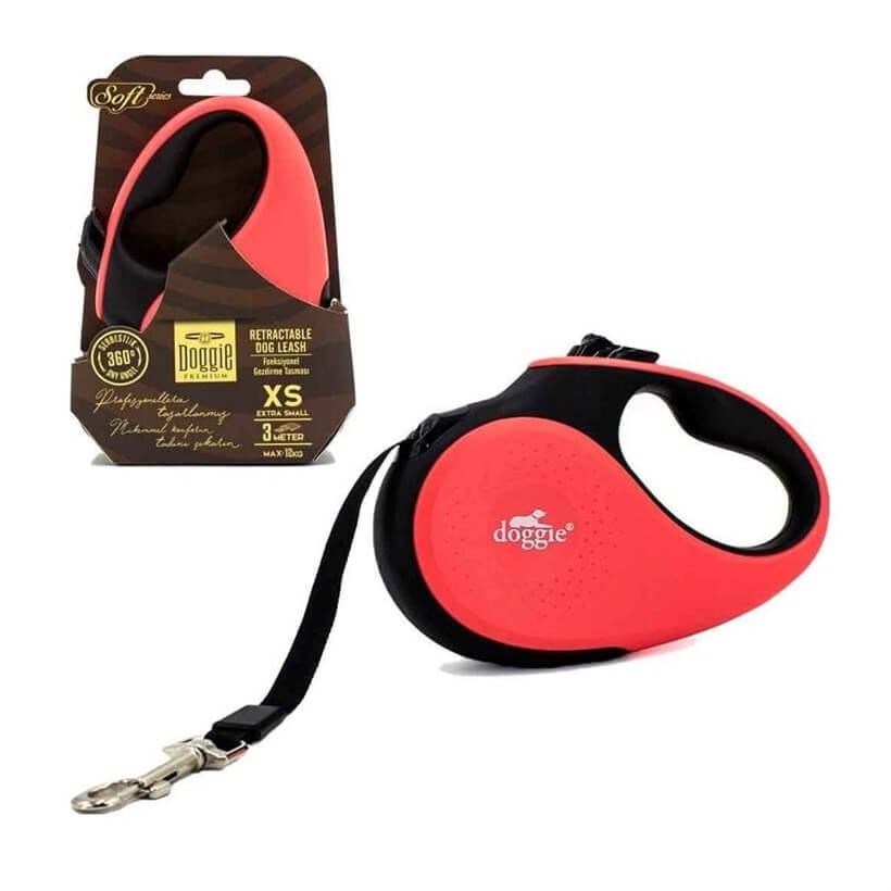 Doggie Soft Retractable Dog Leash Pink Small 5m up to 15kg
