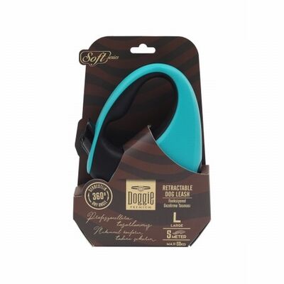 Doggie Soft Series Retractable Dog Leash Turquoise Large