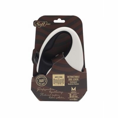 Doggie Soft Series Retractable Dog Leash White Medium