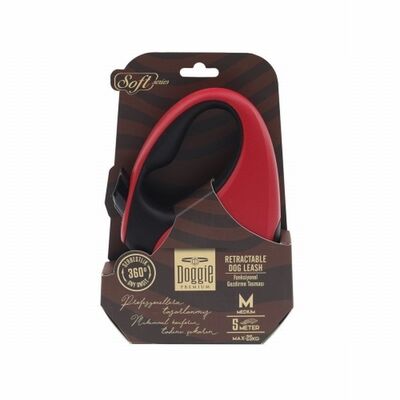 Doggie Soft Series Retractable Dog Leash Medium Red