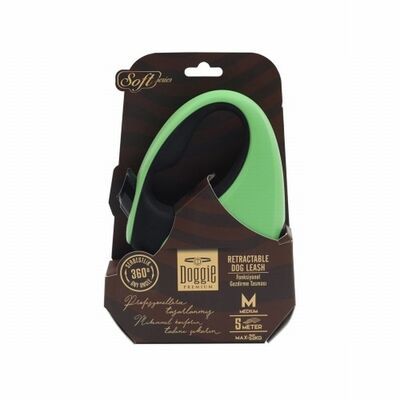 Doggie Soft Series Retractable Dog Leash Green Medium