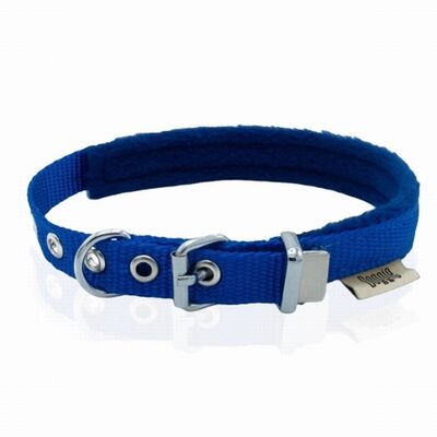 Doggie Fleece Padded Woven Dog Collar Royal Blue 1.5x20-25cm
