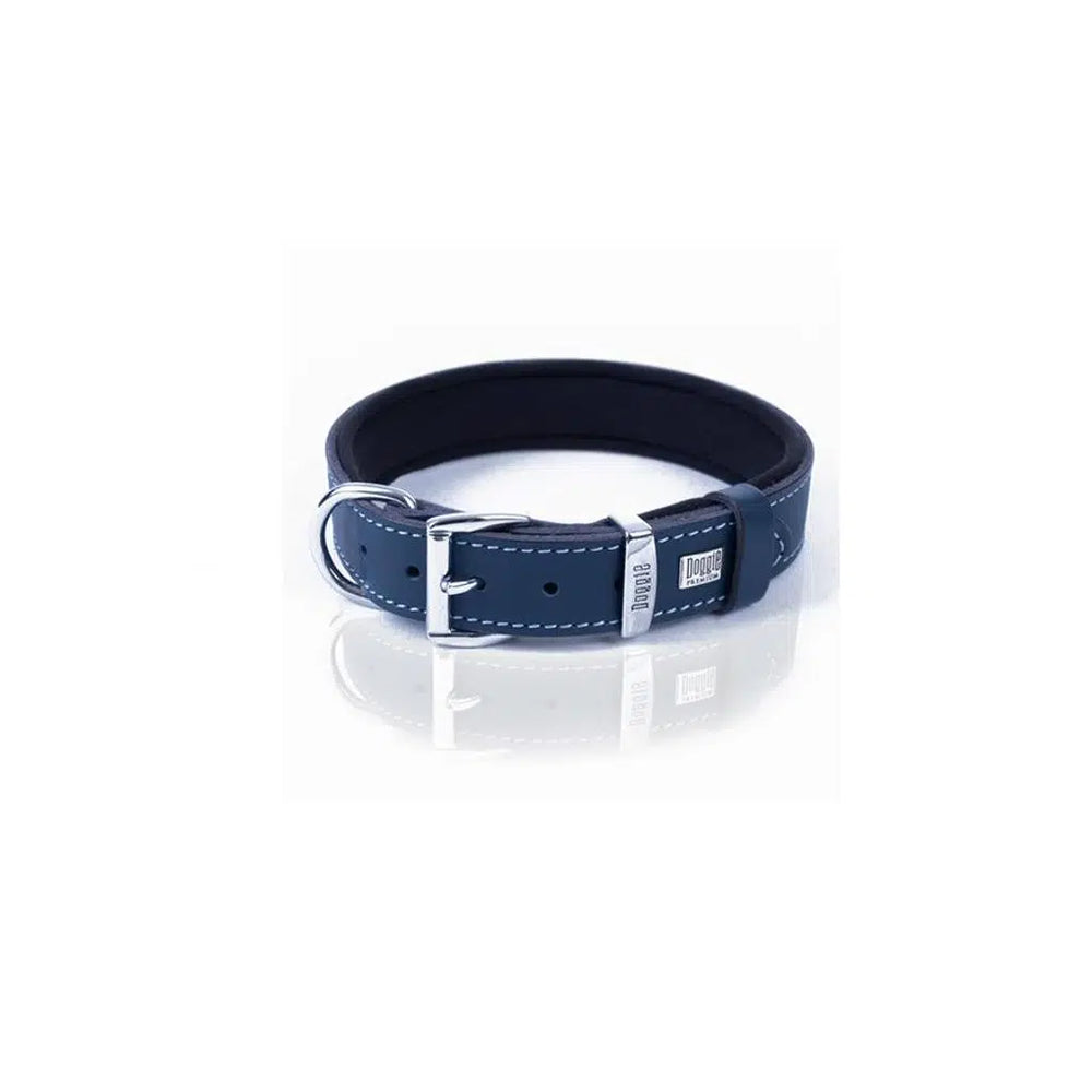 Doggie SBT Bone Pattern Printed Leather Dog Collar Black Small