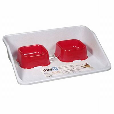 Dogit Double Plastic Pet Bowl Non-Slip Feeding Station