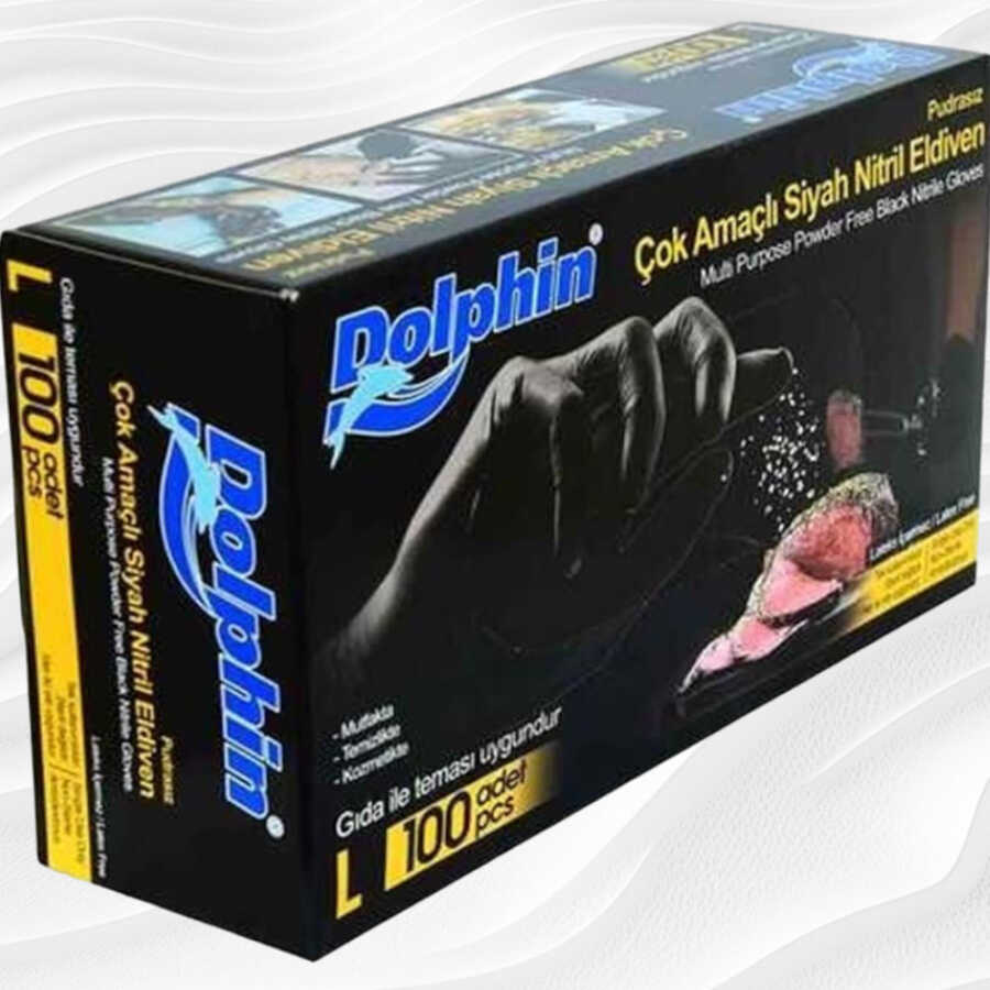 Dolphin Nitrile Powder-Free Gloves Large Protection 100ct