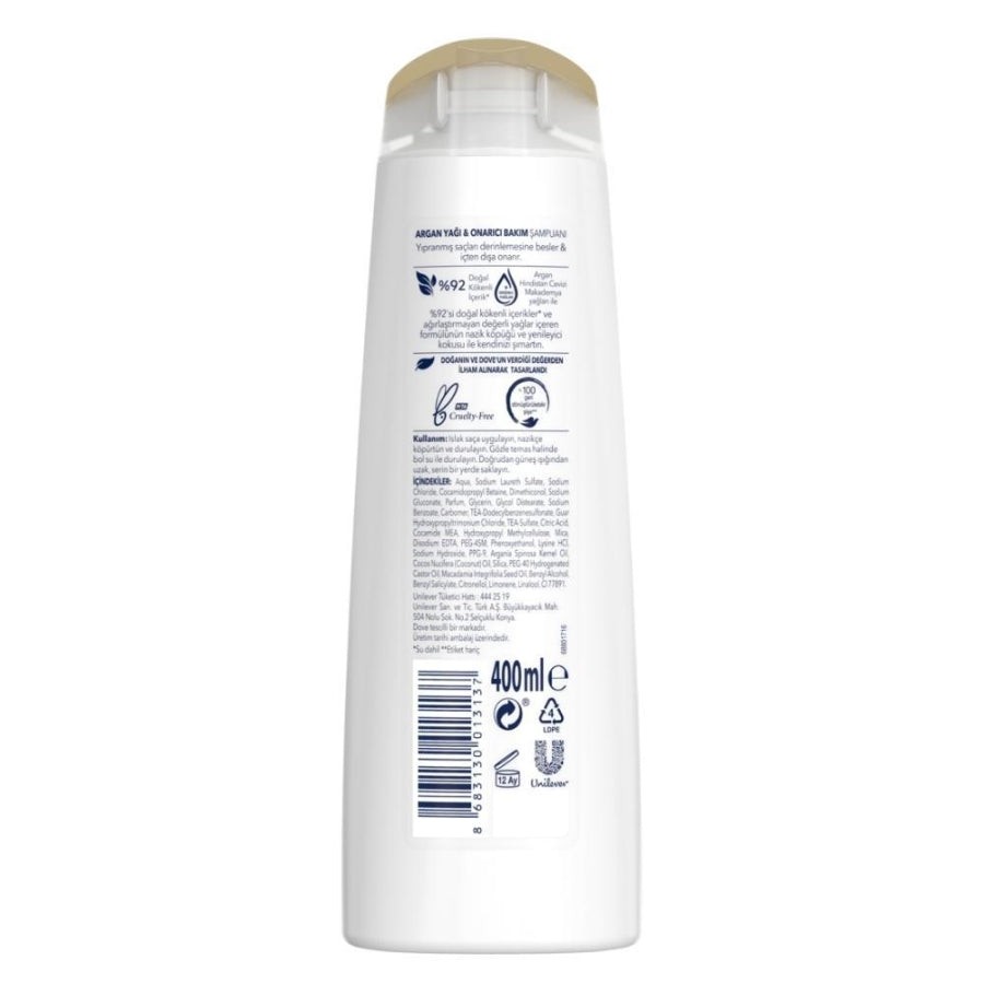 Dove Argan Oil & Repairing Care Shampoo for Damaged Hair 400ml